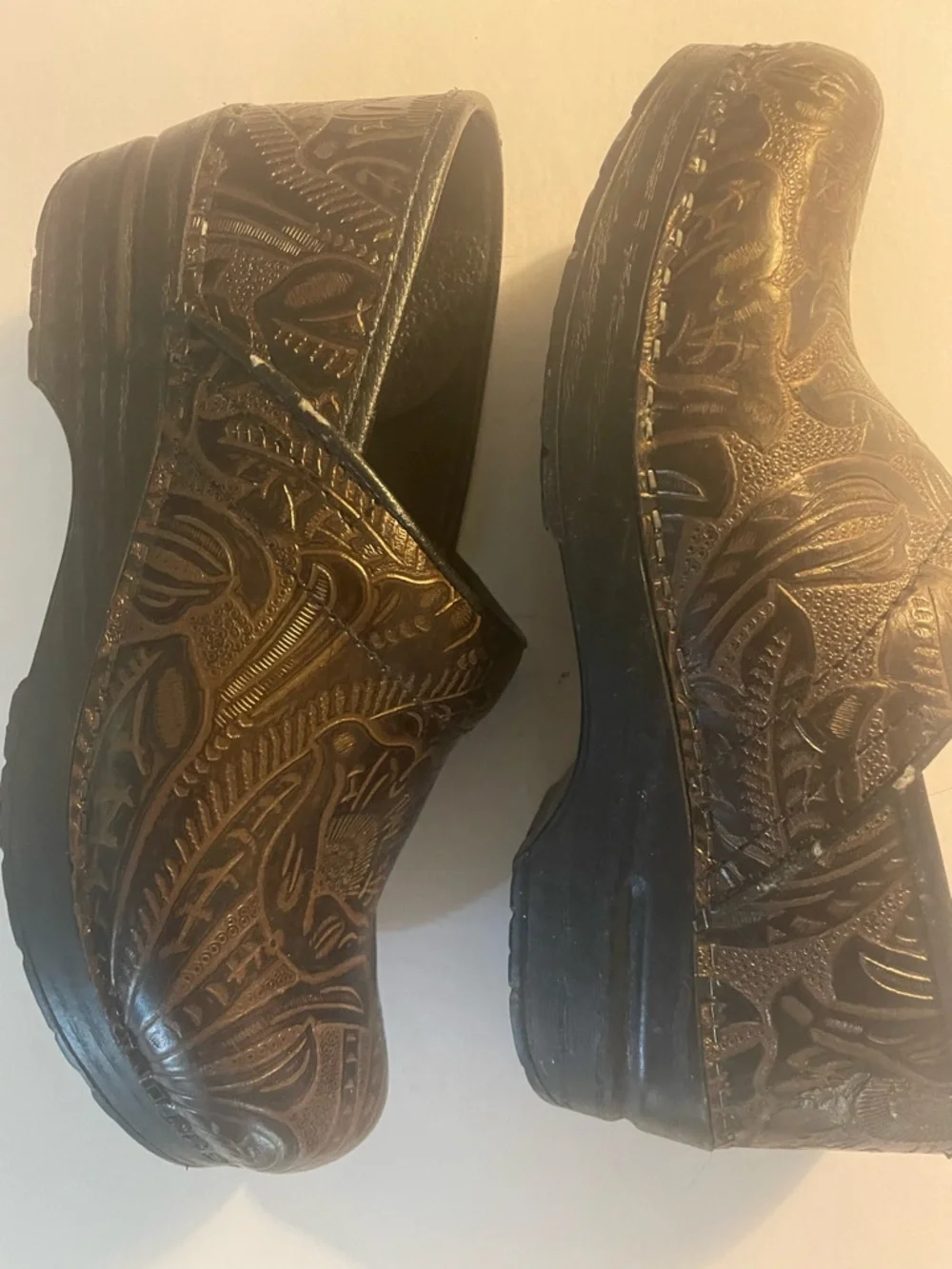 Women’s Dansko Embossed Leather Clogs - Dark Brown - Picture 3 of 4
